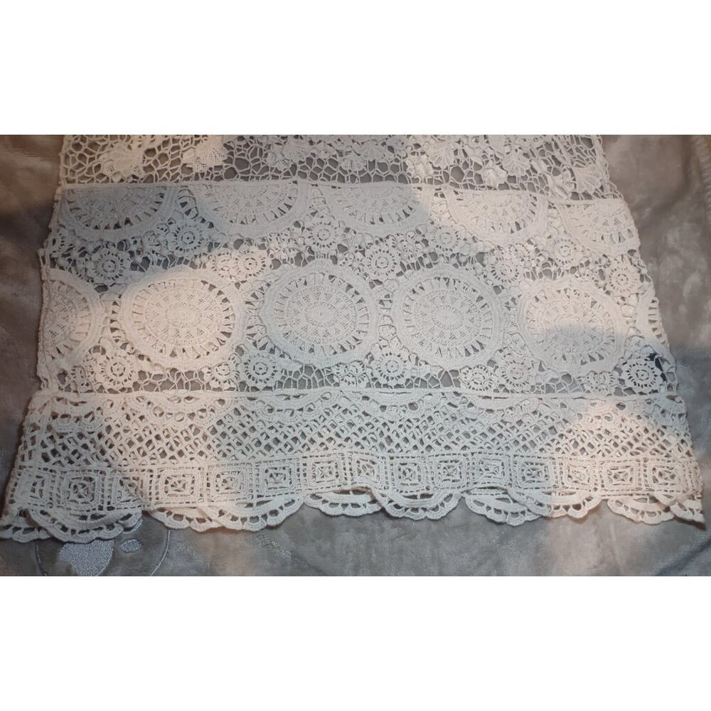 Fever Cream Boho Crochet Lace Tank Top Medium Beachy Coverup - Picture 5 of 8